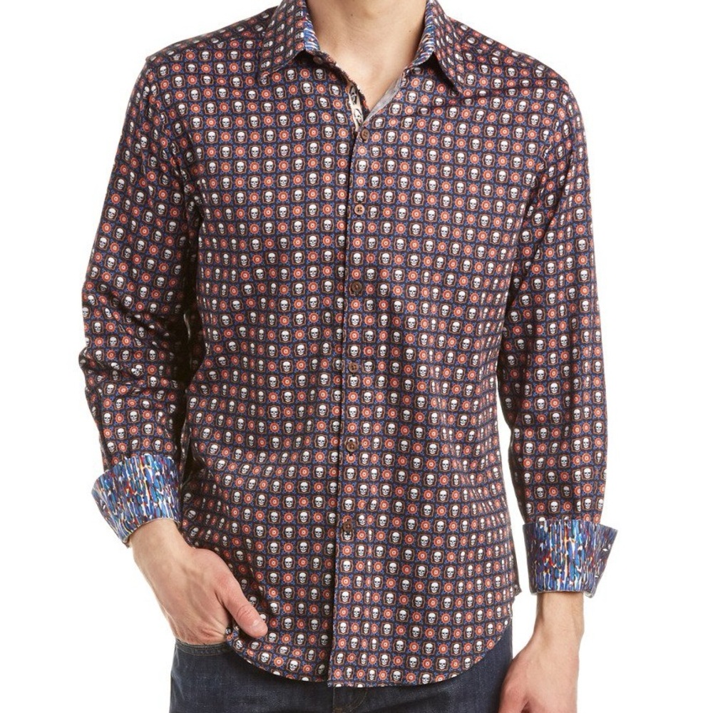 NWT Robert Graham Macbeth Skulls Print Limited Series Button Down Shirt Size 1XL